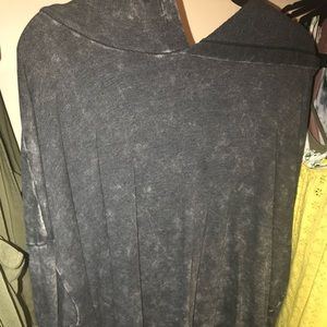 black/gray hoodie with small lace up sides